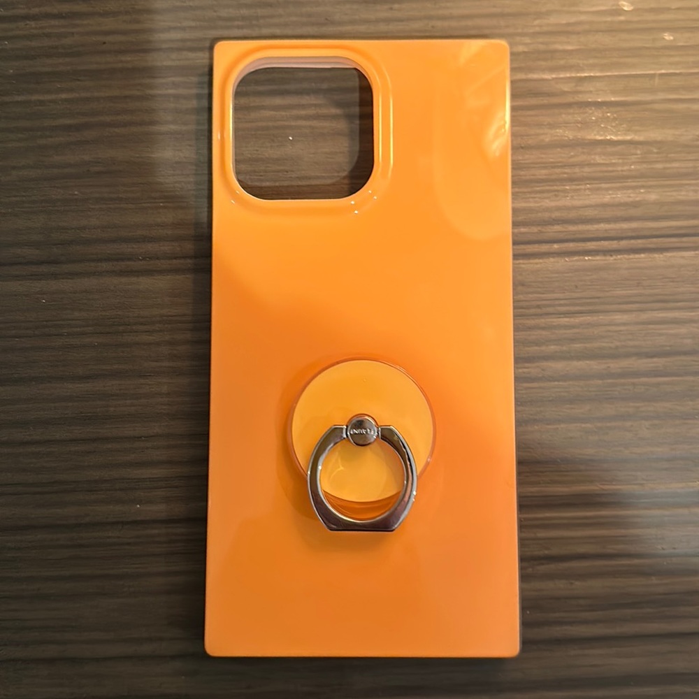 FLAUNT Neon Orange SQUARE iPhone 14 Pro Max Case with ring accessory